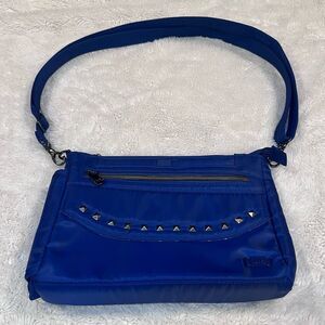 Lug Pacer Blue Crossbody Gray Steel Studded Travel Shoulder HandBag Purse